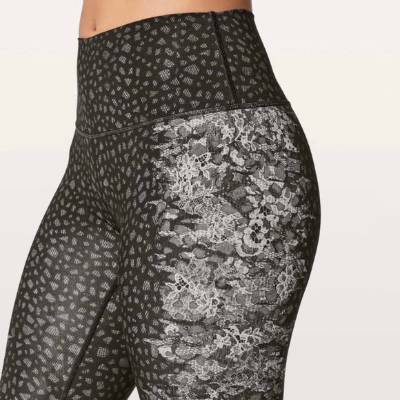 Lululemon Wunder Under Hi-Rise Tight 28" Overlace Wunderunder HR Ice Grey Black - Picture 4 of 9